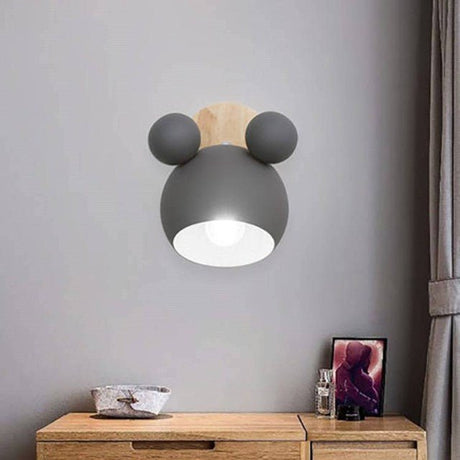 Kids Wall Light  Pink Mouse Design With Wood Mount - Product detail 10