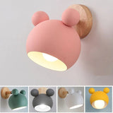 Kids Wall Light  Pink Mouse Design With Wood Mount - Product detail 6