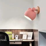Kids Wall Light  Pink Mouse Design With Wood Mount - Product detail 4