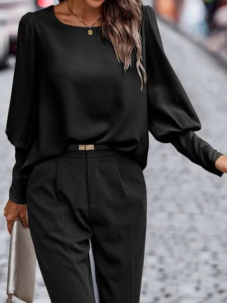 Elegant Long Sleeve Blouse  Soft Puff Sleeve Design - Product detail 9