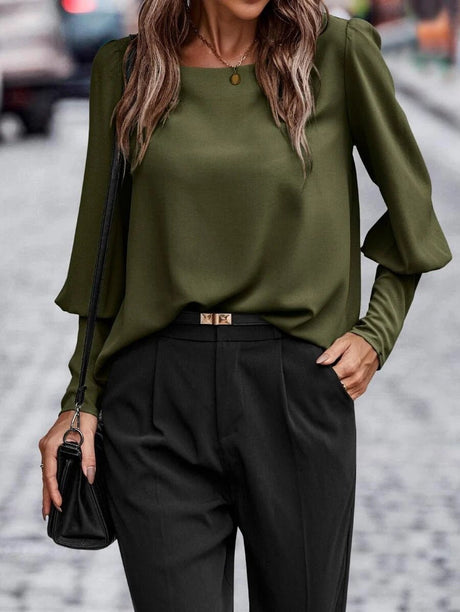 Elegant Long Sleeve Blouse  Soft Puff Sleeve Design - Product detail 8
