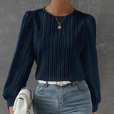 Cotton Pleated Blouse  Long Sleeve Textured Design - Product detail 11