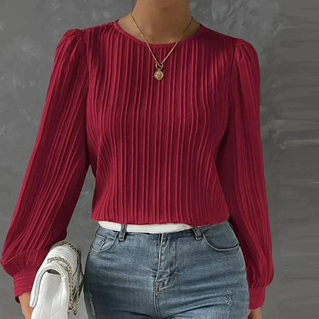 Cotton Pleated Blouse  Long Sleeve Textured Design - Product detail 12