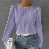 Cotton Pleated Blouse  Long Sleeve Textured Design - Product detail 10
