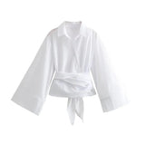 Kimono Wrap Blouse  Wide Sleeve Belt Design - Product detail 5