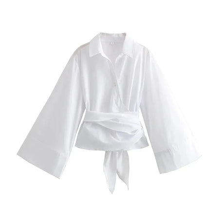 Kimono Wrap Blouse  Wide Sleeve Belt Design - Product detail 10