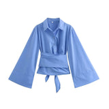 Kimono Wrap Blouse  Wide Sleeve Belt Design - Product detail 8