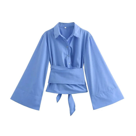 Kimono Wrap Blouse  Wide Sleeve Belt Design - Product detail 8
