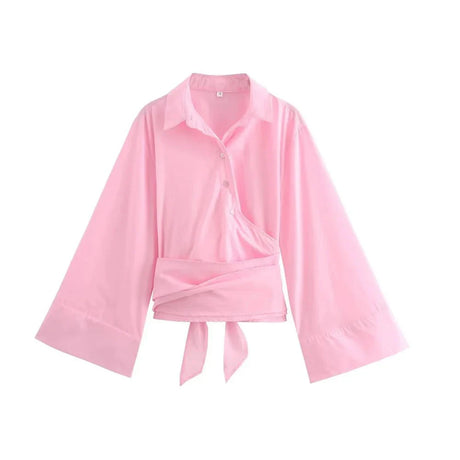 Kimono Wrap Blouse  Wide Sleeve Belt Design - Product detail 9