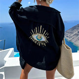 Boho Sequin Shirt  Embellished Eye Design Beach Cover Up - Product detail 10