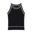 Slim Fit Tank Top  Black Knitted with White Trim - Product detail 4