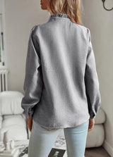 Elegant Ruffled Blouse  White Cotton Button-Down - Product detail 6