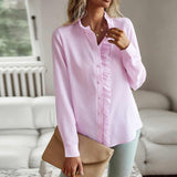 Elegant Ruffled Blouse  White Cotton Button-Down - Product detail 10