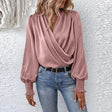 Elegant Wrap Blouse  White Cotton Puff Sleeve Design - Product detail 10