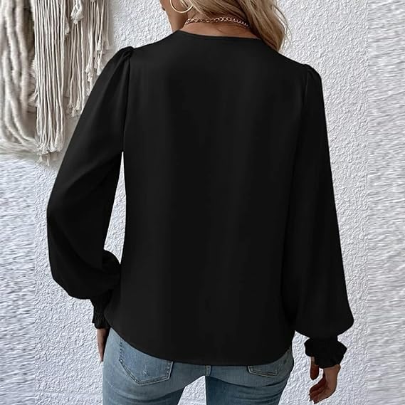 Elegant Wrap Blouse  White Cotton Puff Sleeve Design - Product detail 6