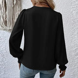 Elegant Wrap Blouse  White Cotton Puff Sleeve Design - Product detail 6