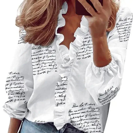 Ruffle Neck Blouse  Coral Puff Sleeve Design - Product detail 10