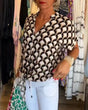 Geometric Print Blouse  Art Deco Pattern Short Sleeve - Product detail 7