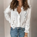 Victorian Lace Blouse  Delicate White Cotton Eyelet Pattern - Product detail 4