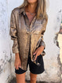 Metallic Button Down Shirt  Bronze Shimmer Finish - Product detail 7