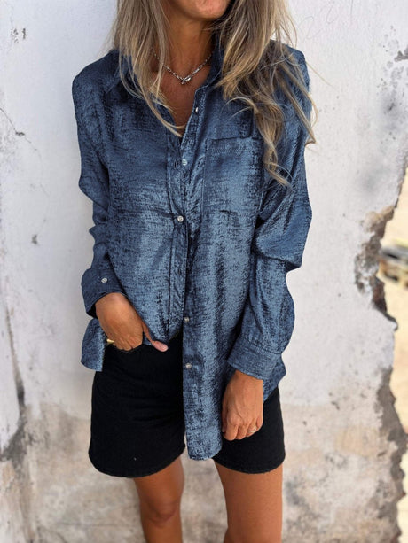 Metallic Button Down Shirt  Bronze Shimmer Finish - Product detail 13