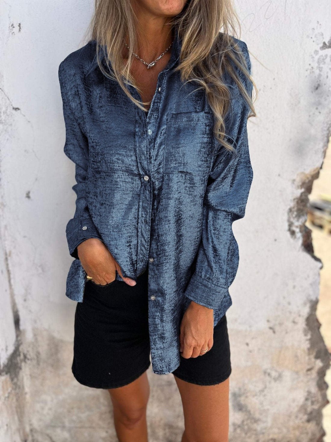 Metallic Button Down Shirt  Bronze Shimmer Finish - Product detail 12