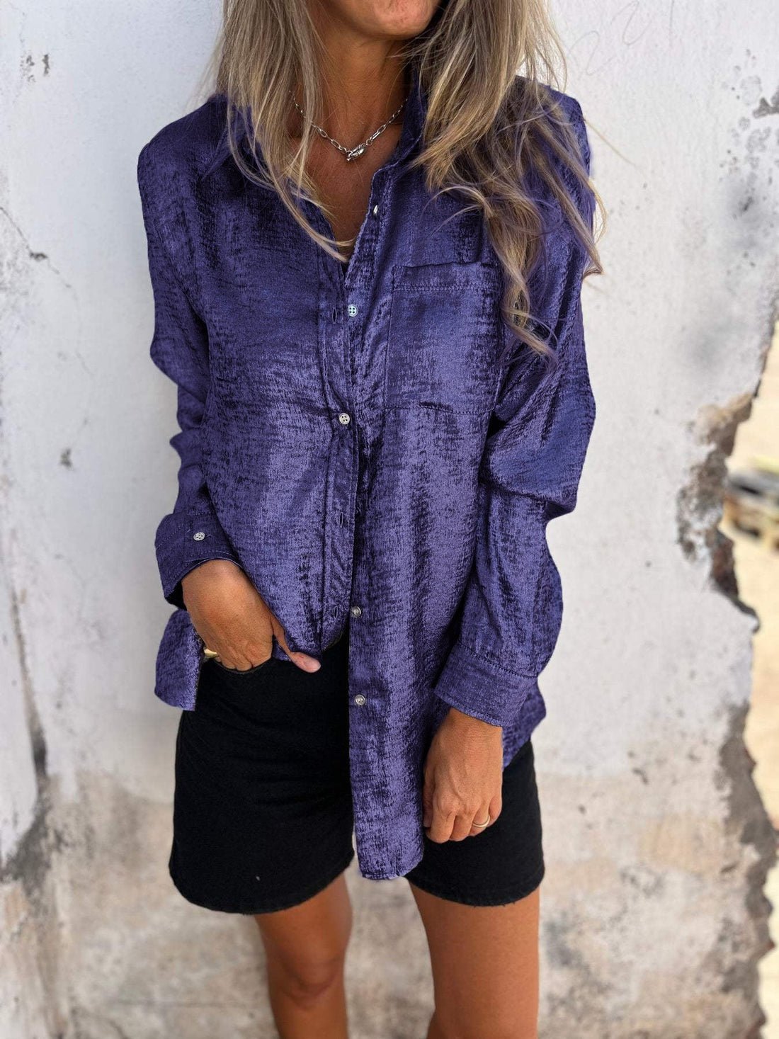 Metallic Button Down Shirt  Bronze Shimmer Finish - Product detail 4