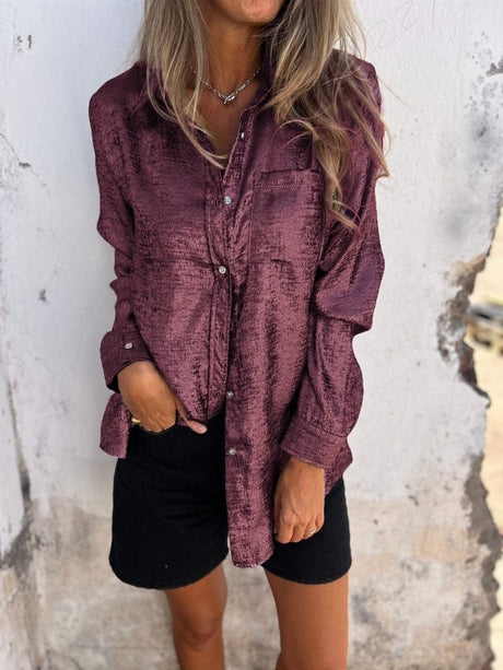 Metallic Button Down Shirt  Bronze Shimmer Finish - Product detail 10