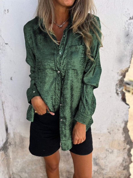 Metallic Button Down Shirt  Bronze Shimmer Finish - Product detail 11