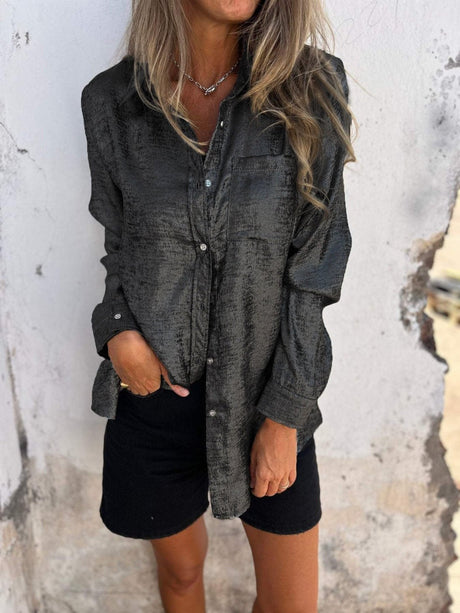 Metallic Button Down Shirt  Bronze Shimmer Finish - Product detail 16