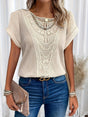 Crochet Knit Blouse  Elegant Lace Panel Design - Product detail 7