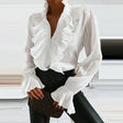 Ruffled Chiffon Blouse  Pleated Long Sleeve Design - Product detail 4