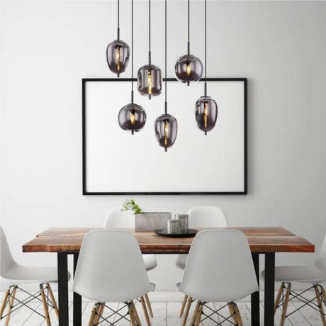 Modern Pendant Light  Smoke Glass Multi Globe Design - Product showcase