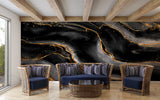 Marble Mural Wallpaper | Black and Gold Abstract Design