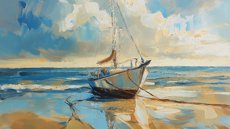 Nautical Mural Wallpaper | Ocean Sailboat at Golden Sunset