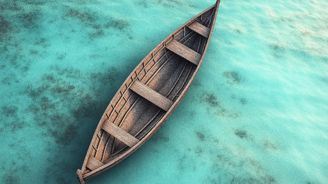 Ocean Mural Wallpaper | Wooden Boat on Turquoise Waters