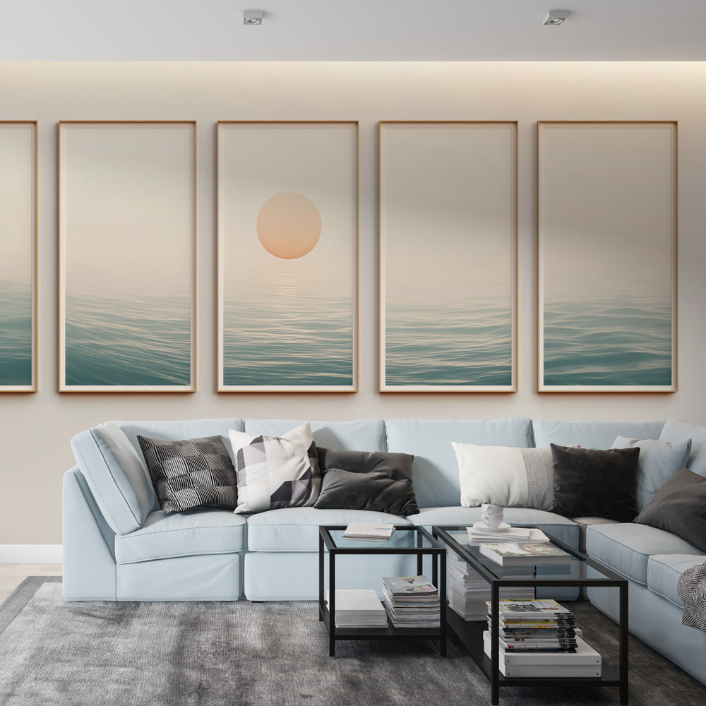 Ocean Mural Wallpaper | Minimalist Sunset Over Calm Waves
