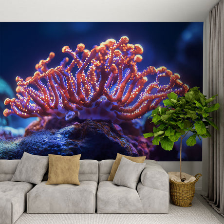 Marine Coral Mural Wallpaper  Luminescent Ocean Life Design - Premium wallpaper design showcase