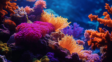 Ocean Coral Mural Wallpaper  Vibrant Marine Life Design - Detailed wallpaper pattern view