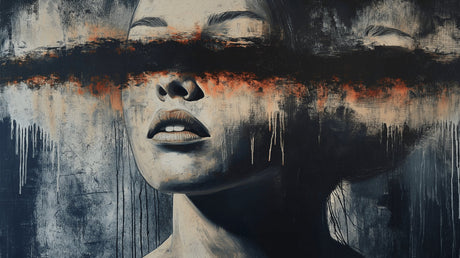 Abstract Mural Wallpaper  Artistic Portrait with Dark Drips - Detailed wallpaper pattern view