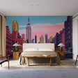 City Mural Wallpaper  Manhattan Skyline at Sunset - Premium wallpaper design showcase