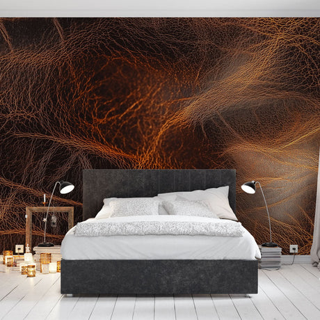 Abstract Mural Wallpaper  Copper Neural Network Design - Premium wallpaper design showcase