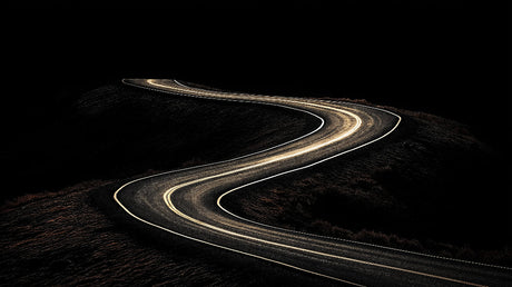 Abstract Road Mural Wallpaper  Night Curve Light Trail Design - Detailed wallpaper pattern view
