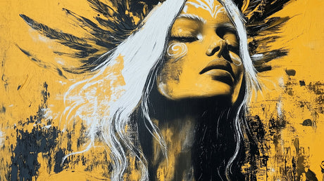 Street Art Mural Wallpaper  Black and Gold Portrait Design - Detailed wallpaper pattern view
