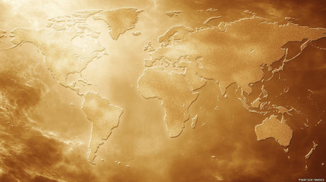 World Map Mural Wallpaper  Golden Embossed Atlas Design - Detailed wallpaper pattern view