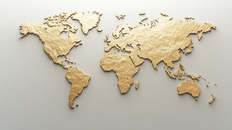 World Map Mural Wallpaper  3D Gold Relief Design - Detailed wallpaper pattern view