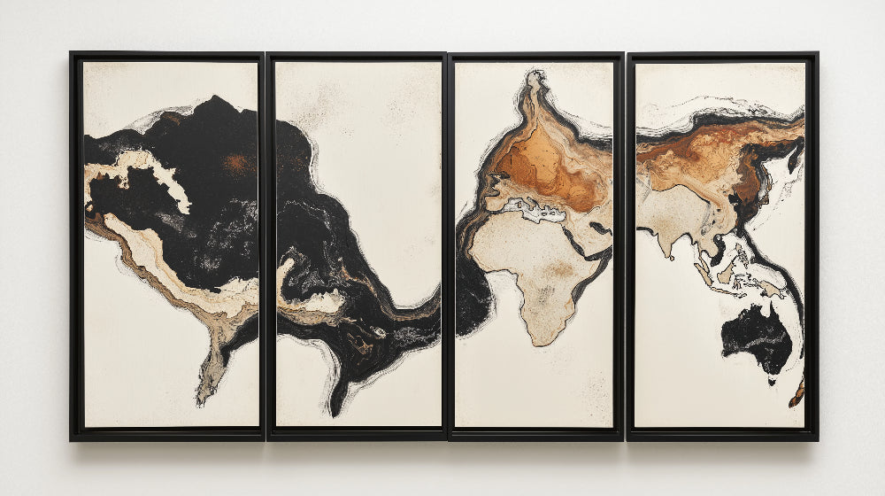World Map Mural Wallpaper  Abstract Marble Black and Gold Design - Detailed wallpaper pattern view