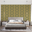 Geometric Mural Wallpaper  Art Deco Wave Pattern in Black and Gold - Premium wallpaper design showcase