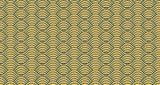 Geometric Mural Wallpaper  Art Deco Wave Pattern in Black and Gold - Detailed wallpaper pattern view