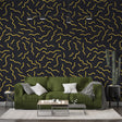Geometric Mural Wallpaper  Modern Gold Wave Pattern on Black - Premium wallpaper design showcase
